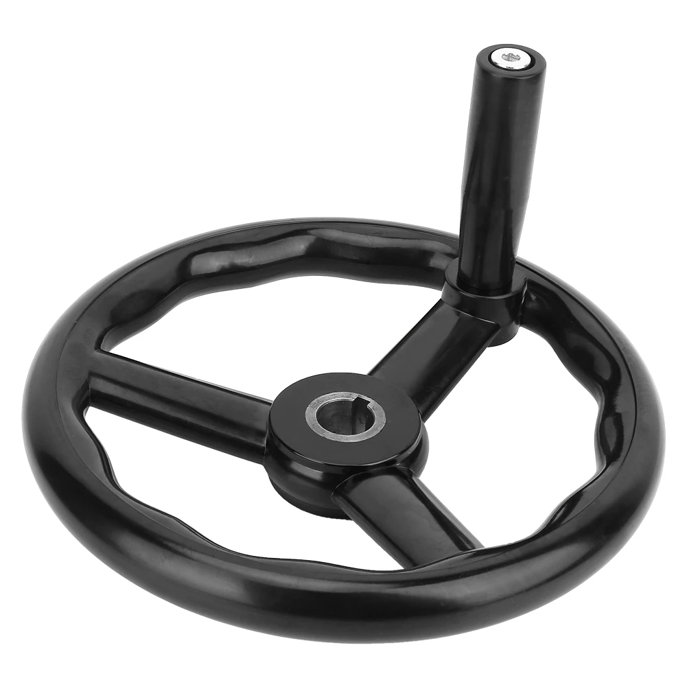 250-25mm-black-anti-slip-bakelite-3-spoked-lathe-handwheel-with-handle-for-machine-tool