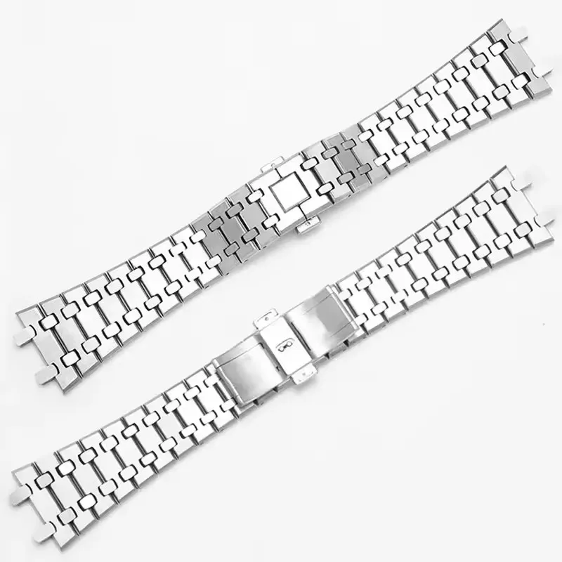 

904 Stainless Steel watch band For AP 15400 Audemars Piguet Royal Oak GA2100 2110 Strap Men Silver waterproof Bracelet 26mm