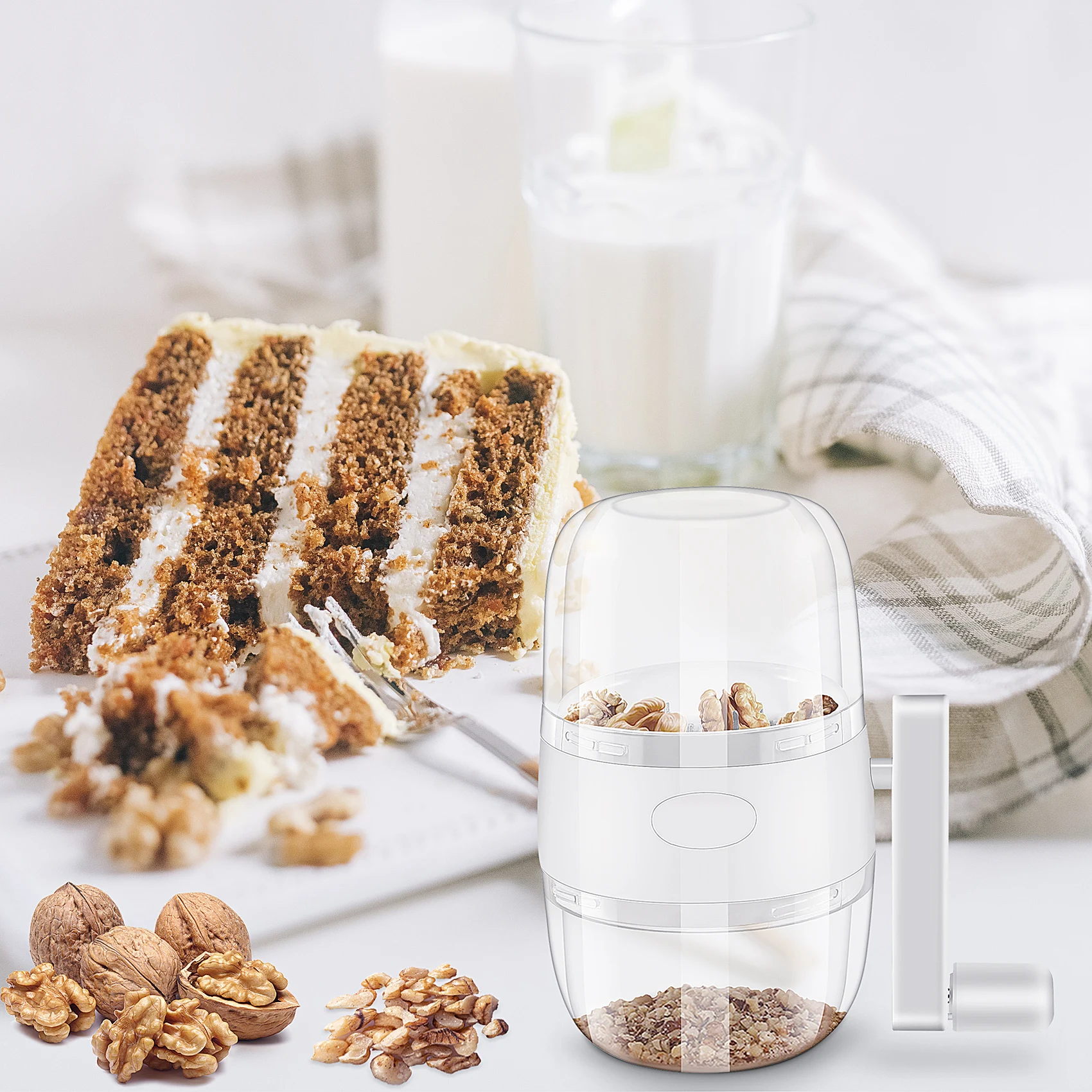 A67P-Nut Chopper Grinder Hand Crank For Nuts Walnut Pecans, Kitchen Multichopper Shredder For Making Toppings