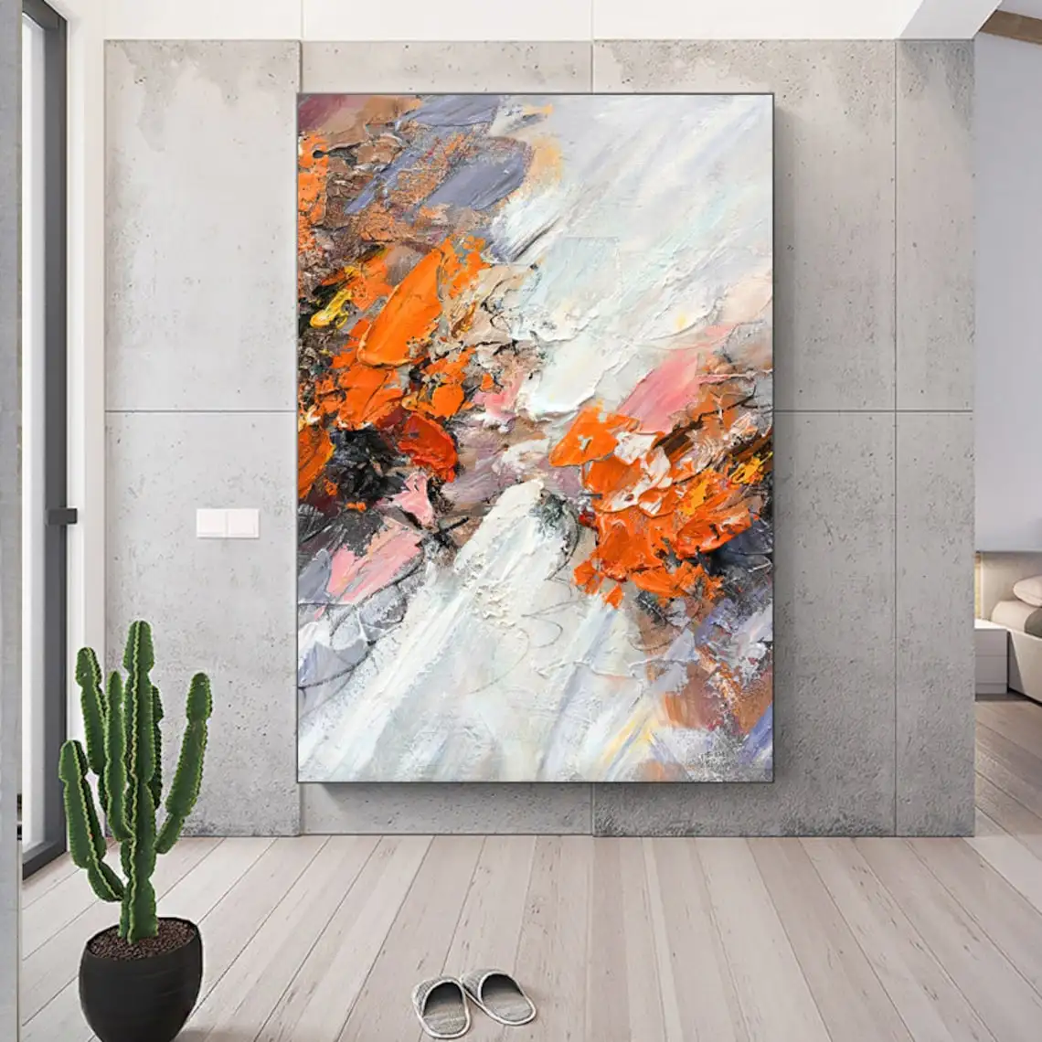 Orange Wall Art Large Scale Pure Hand-painted Thick Oil Painting Abstract Handmade Painted On Canvas Modern Floor Decoration