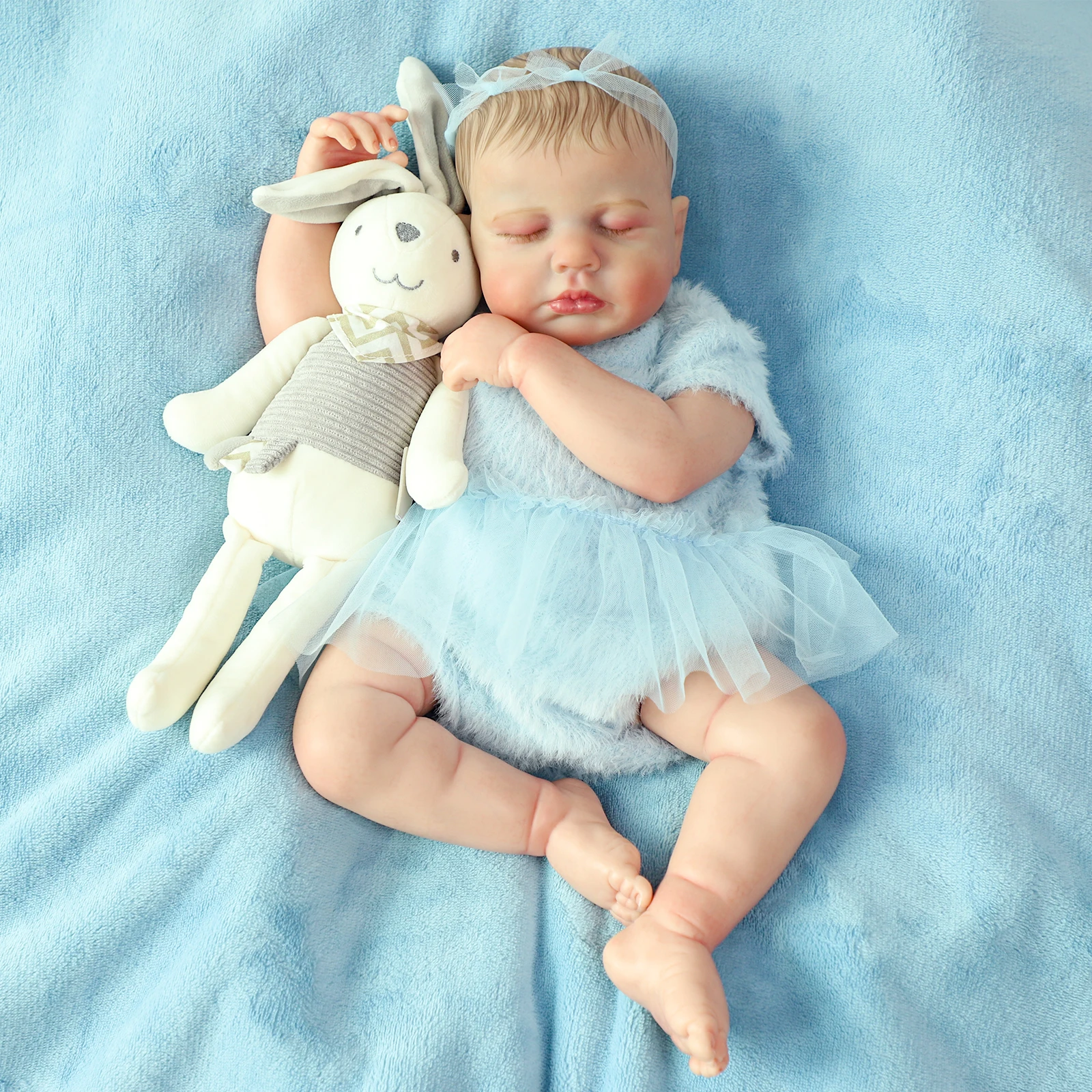 Lebensechte wiedergeborene Babypuppen, 50,8 cm, zum Schlafen, realistische Neugeborene, weicher Stoffkörper mit Fütterungsspielzeug für Kinder ab 3 Jahren