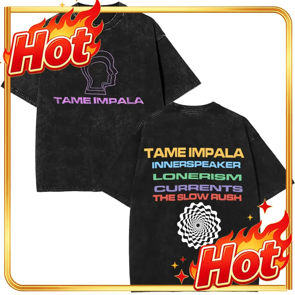 Washed Pop Rock Band Tame Impala Album Logo T Shirts TInner Speaker T-shirt Lonerism T Shirt Currents T-shirts The Slow Rush Tee