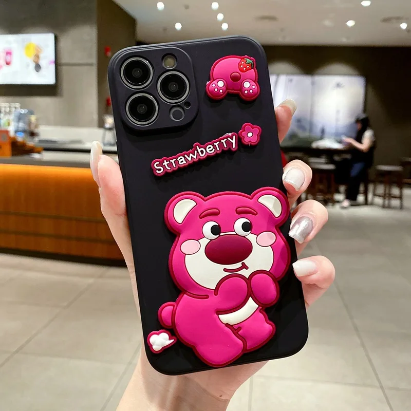 Cute Cartoon DIY Strawberry Bear Case For Samsung Galaxy A05 S24 Plus S24 Ultra M34 A10S A15 A05S M14 M23 TPU Phone Cases Cover