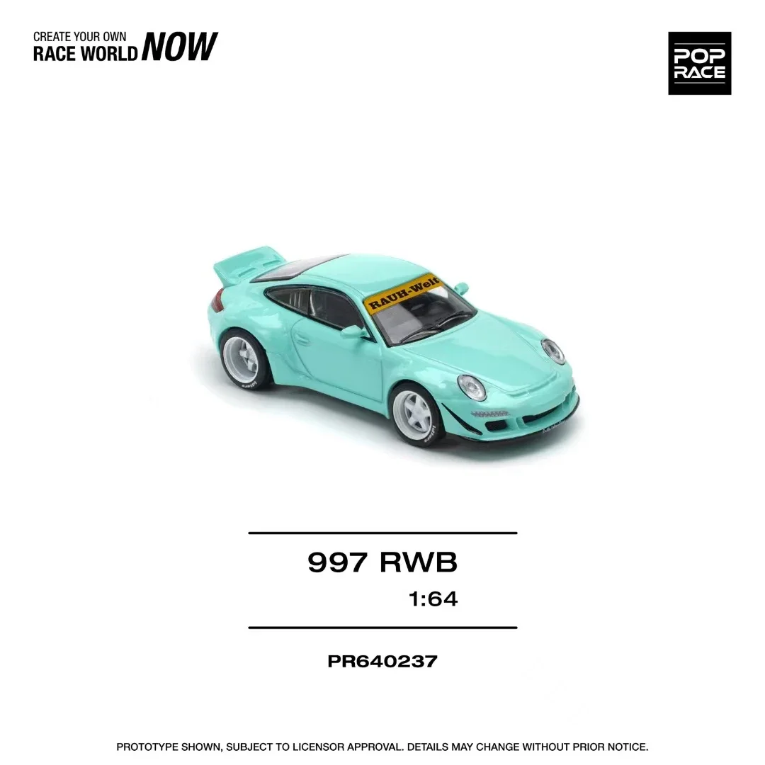 PreSale POP RACE 1:64 RWB 997 Duck Wing TFN Blue Diecast Diorama Car Model Toy