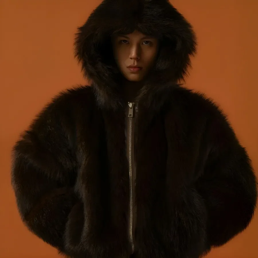 Harajuku American Trend Fur Collar Hoodie Anti Cold Cotton-padded Jacket Warm Loose Fleece Jackets Trendy Women Thick Coats