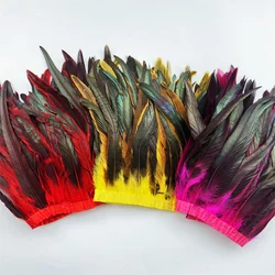 10 Yard Rooster tail Feathers Trim 25-30cm Coque Feather Strung Chicken Feather Trimming Dress Skirt Costume Carnival Decoration