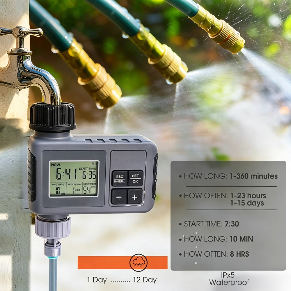 30-5M Garden Programmable Timer Mist Cooling Automatic Irrigation System Quick Connection Timing Atomization Spray Watering Kit