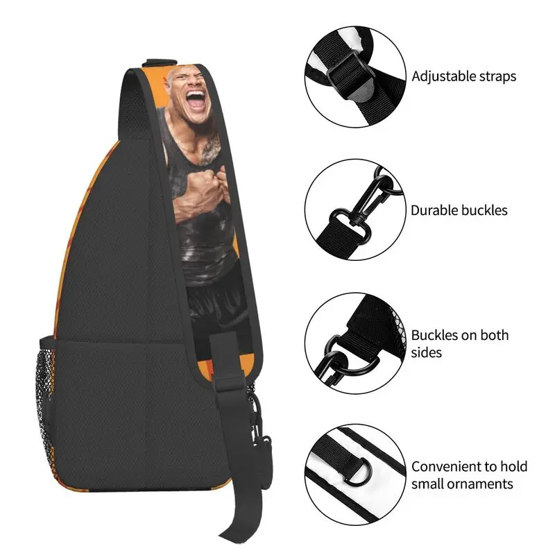 Dwayne The Rock Johnson Meme Sling Bag para viajar para hombres, mochila cruzada en el pecho, mochila de hombro, mochila de día