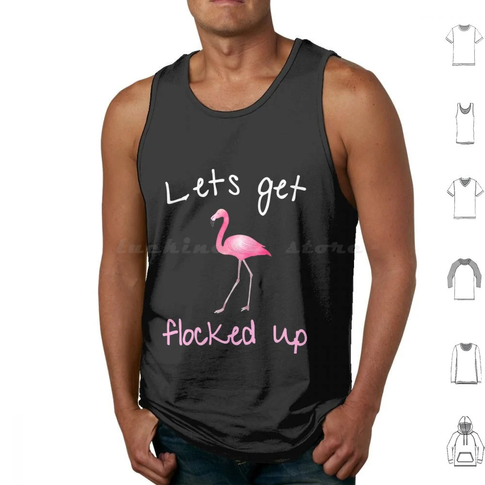 Flamingo Lets Get Flocked Up Tank Tops Print Cotton
