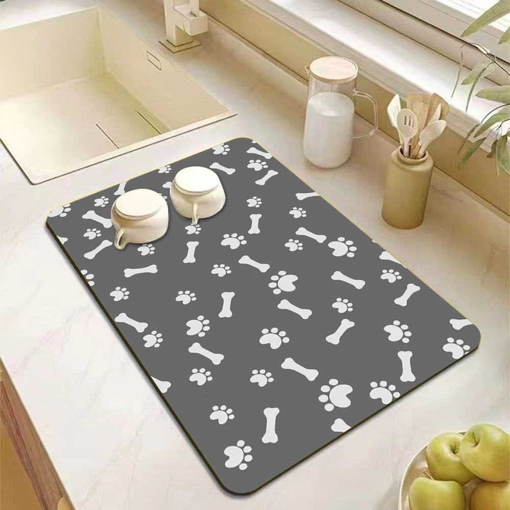 

Прямая поставка подставки для кормления домашних животных для еды и миски для воды с водонепроницаемой резиновой подложкой, быстросохнущий водный коврик для собак и кошек