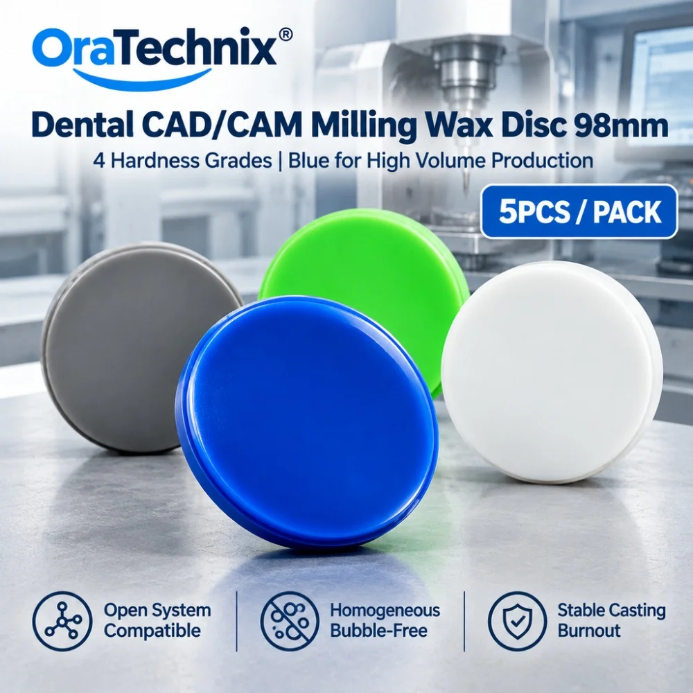 5PCS Dental Milling Wax Disc 98mm CAD CAM Wax Blank For Metal Framework Removable Denture Veneer Inlay Full Casting Wax Pattern