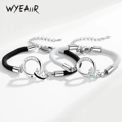 WYEAIIR 925 Sterling Silver Valentine's Day Gift Crown Mobius Ring Resizable Bracelet For Lovers Luxury Jewelry Birthday Gift