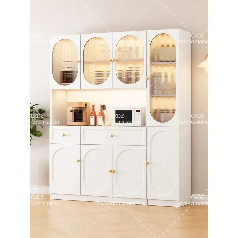 Modern Cream Style Dining Side Cabinet Integrated Against Wall Living Room Wine Storage Locker Kitchen Cupboard Simple Design
