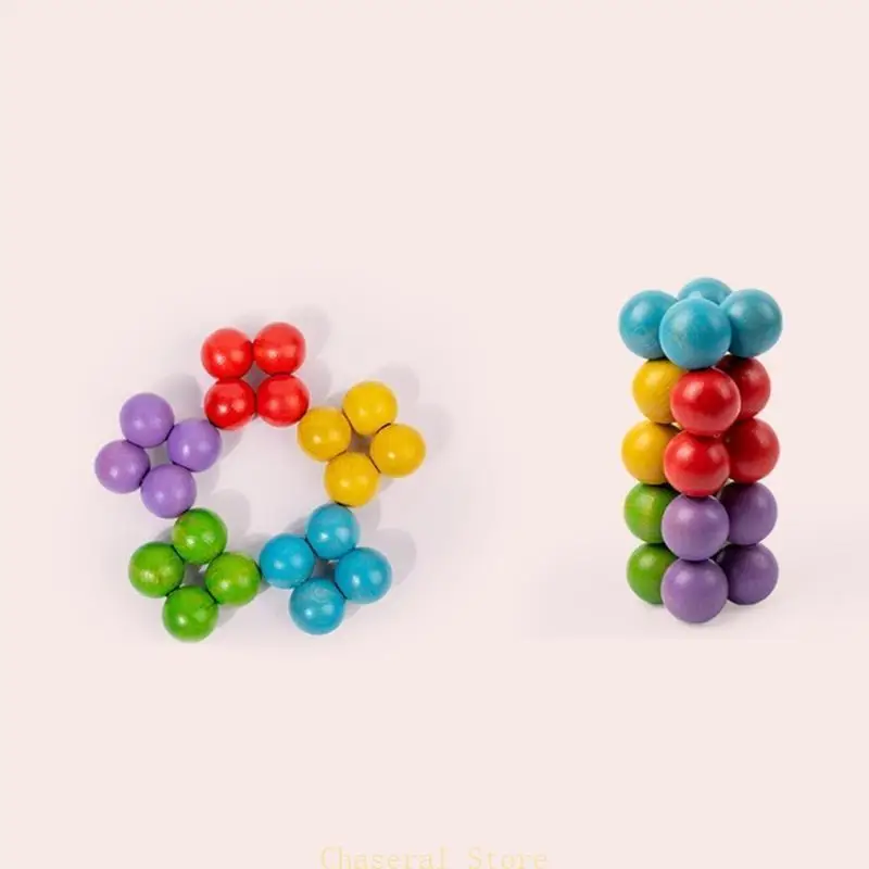 

E7CE Stacking Toy Sensory Toy For Kid Autisms Rainbows Ball ART Ball Toy Early Education Toy ADHD Toy Traveling Toy