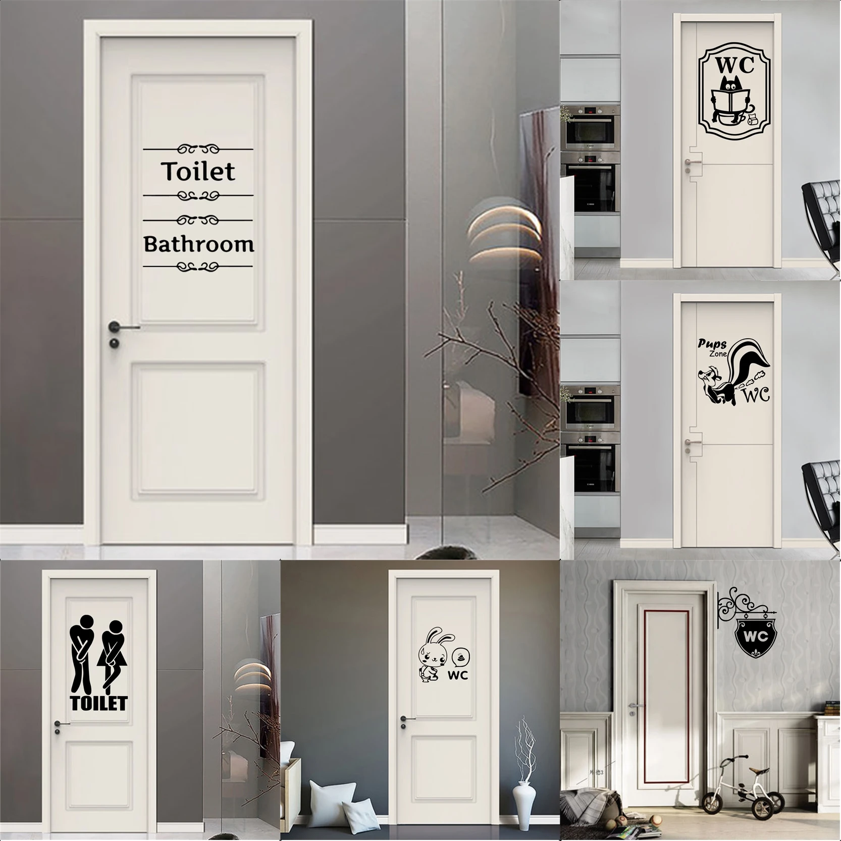 New Toilet And Bathroom Door Sticker Home Decorations Accessories Decal Toilet Sticker Bathroom Decor Vinyl Art Decal