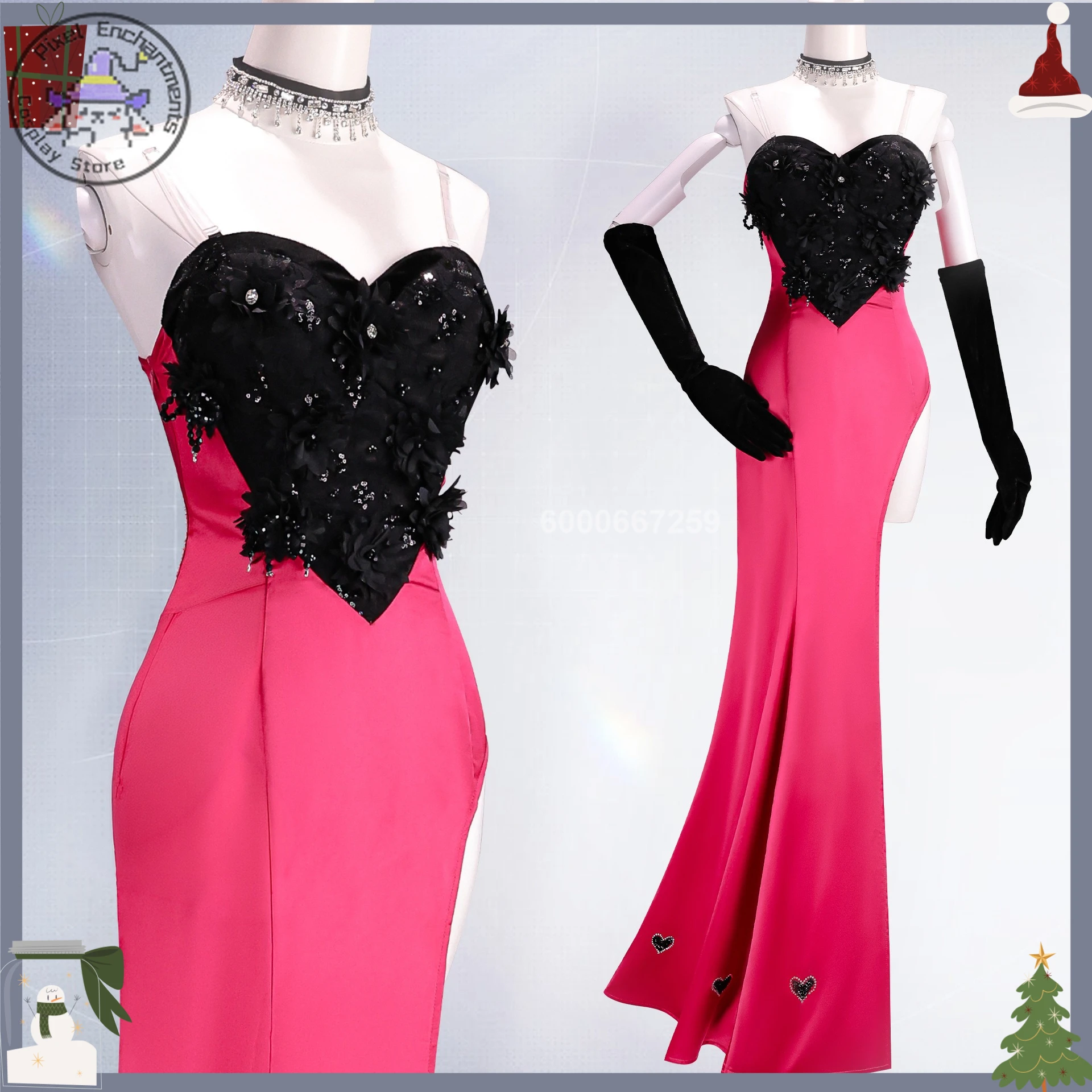 

Movie/TV Cosplay Anthony Costume Anime Angel Dust Role Playing Fashion Rose Pink Dress Outfit for Women Adult Comic Con Party