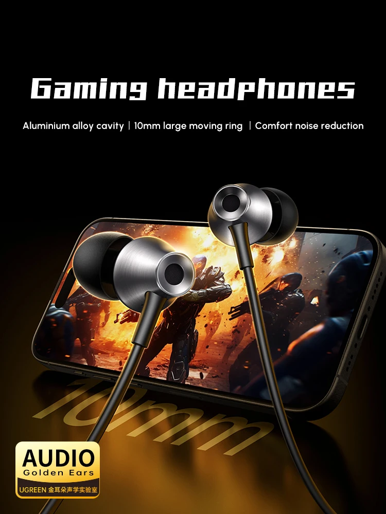 UGREEN 3.5mm Wired Earbuds Ultra Clear Calls & No Noise Headphones Earbuds Wired 3.5mm In-Ear Earphones With Mic