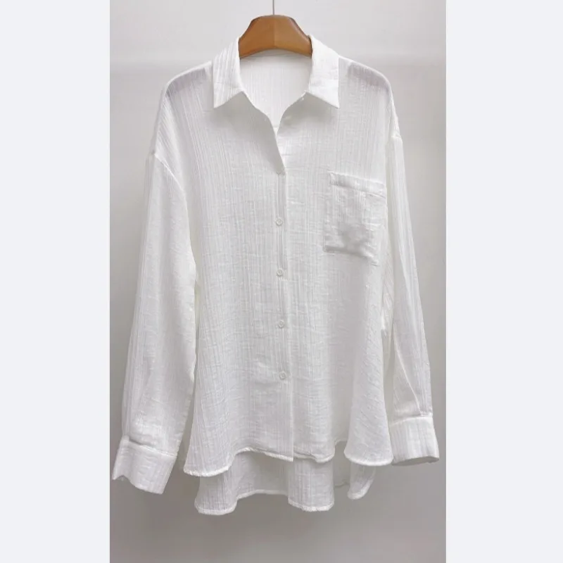 Conjunto de camisa e shorts brancos soltos de algodão e linho ultraleve de alta qualidade