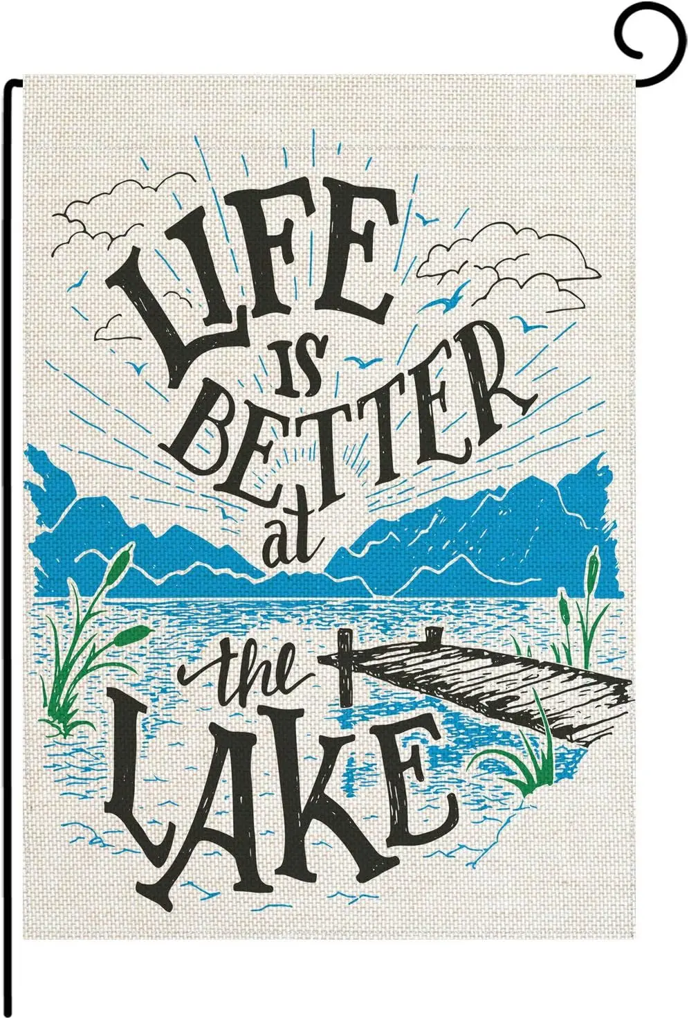 pingpi Lake House Quote Burlap Garden Flag, Double Sided Premium Fabric, Life Is Better At The Lake Outdoor Decoration Banne uui
