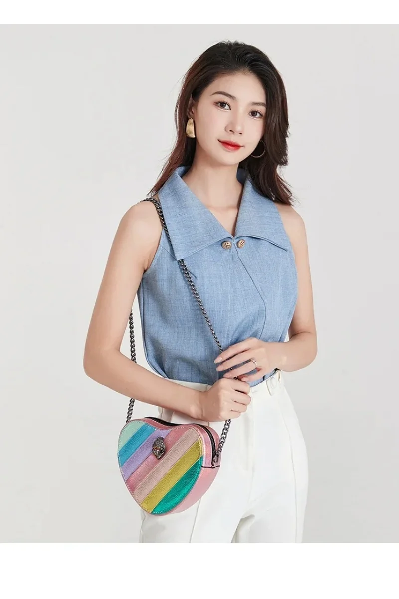 Heart Shaped Rainbow Bag Chain Shoulder Bag Heart Shaped Handbag Luxury Bag Fashion Women Crossbody Bags