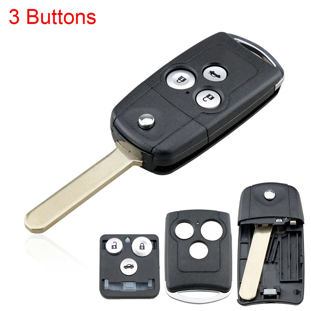 

3 Buttons Car Auto Key Fob Case Shell Replacement Remote Cover with HON66 Blade Fit for Honda Civic Accord Jazz CRV