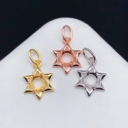 MeiBaPJ Setting Round 5mmStone DIY Star Pendant Empty Holders for Women 925 Sterling Silver Fine Charm Fashion Jewelry Accessory