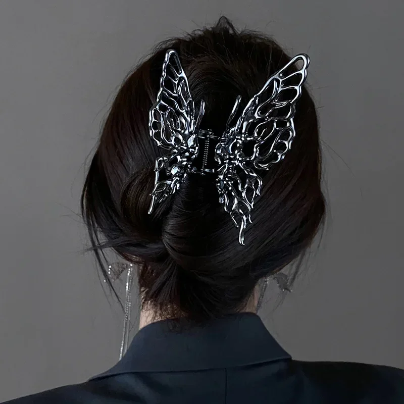 Korean Metal Liquid Butterfly Hair Clip For Women Back Head Grab Clip Hairpin Geometric Headband Hair Accessories Wholesale