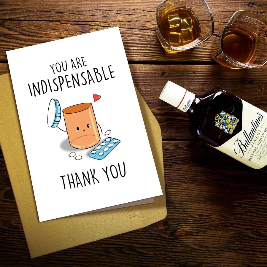 بطاقة تقدير مضحكة للرجال والنساء، بطاقة شكر لطيفة للطبيب والممرضات، بطاقة شكر روح الدعابة للصيدلة، أنت Indispe