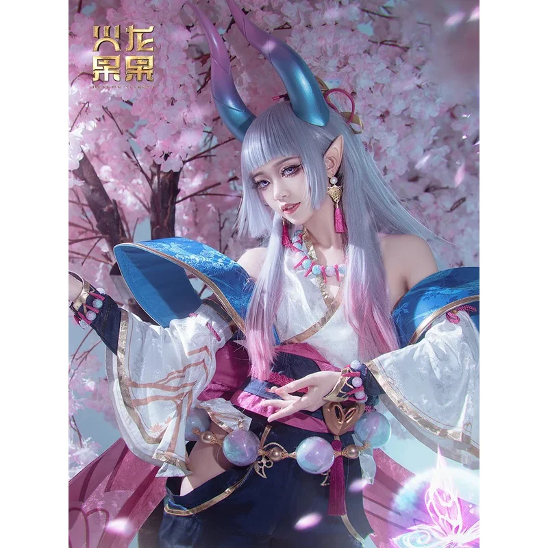 CySSGame روح زهر سيندرا تأثيري حلي الدعاوى مجموعة كاملة سيندرا كوس قرون الباروكات الشعر أنيمي زي للنساء حفلة الهالوين