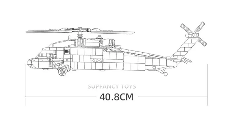 692PCS Military UH-60L Black Medical Rescue Helicopter Bricks Air Force Weapon Building Blocks Constructor Toys New Year Gift