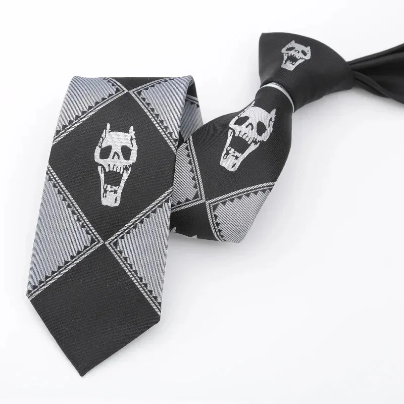 Anime JoJo Bizarre Adventure Necktie KILLER QUEEN Kira Yoshikage Skull Neck Tie Halloween Cosplay Costumes Accessories Man Woman