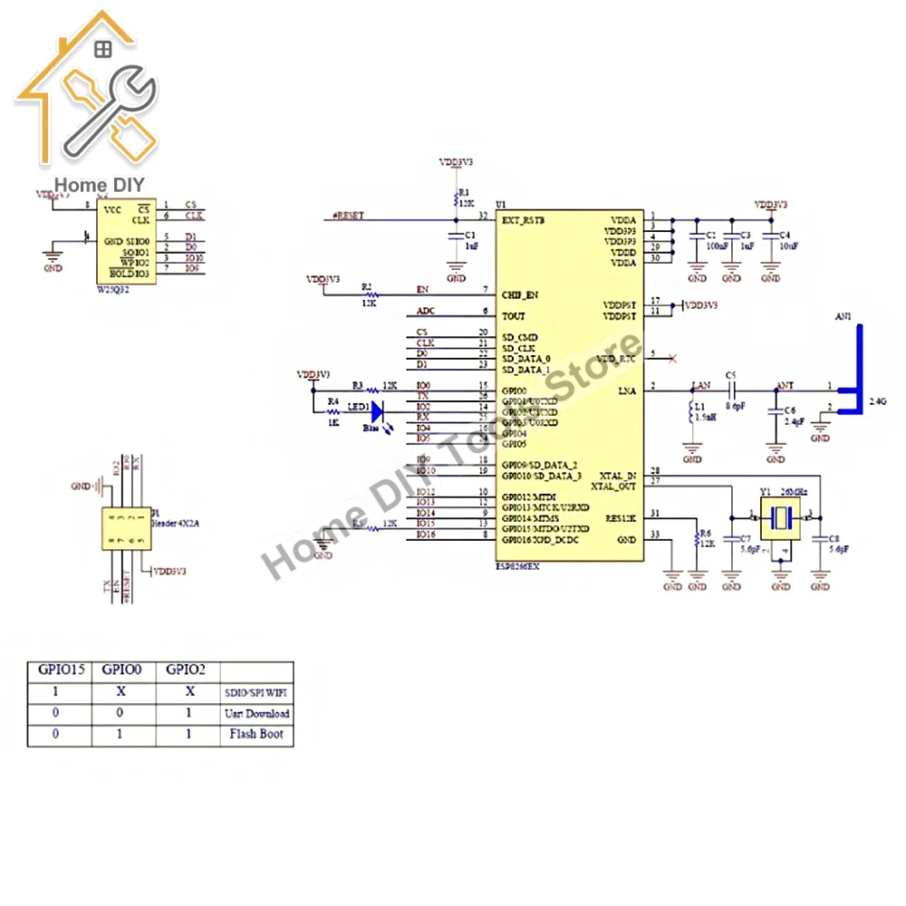 ESP8266 Modulo Wireless Modulo di trasmissione dati wireless ESP8285 WIFI Internet of Things Development Board