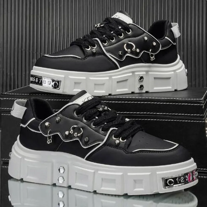 

New Design Fashion Red Sneakers for Men Height-increasing Platform Sneakers Men Lace-up Designer Sneakers Men Zapatillas Hombre