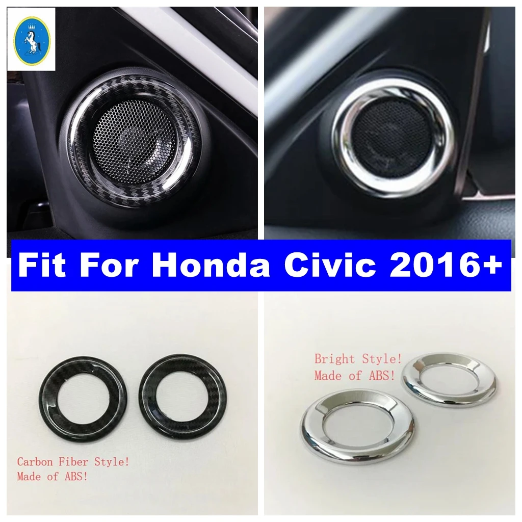 

Car Pillar A Stereo Speaker Audio Sound Ring Cover Trim For Honda Civic 2016 - 2020 Chrome / Carbon Fiber Interior Accessories