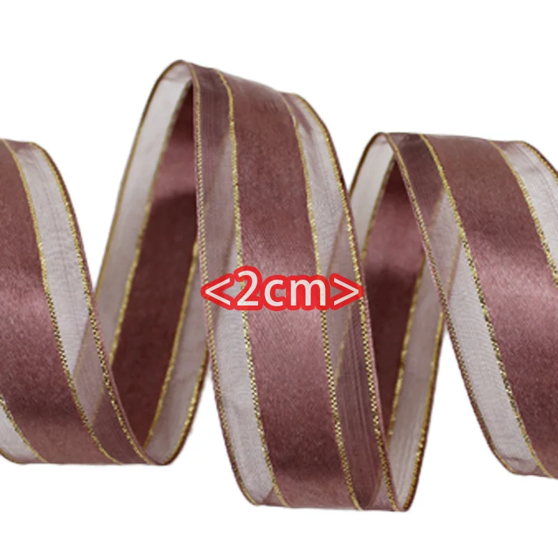 (10yards/roll) 20mm Gold Edge Satin Ribbon High Quality Handmade DIY Gift Packaging Ribbon Wedding Gold Ribbons Wholesale