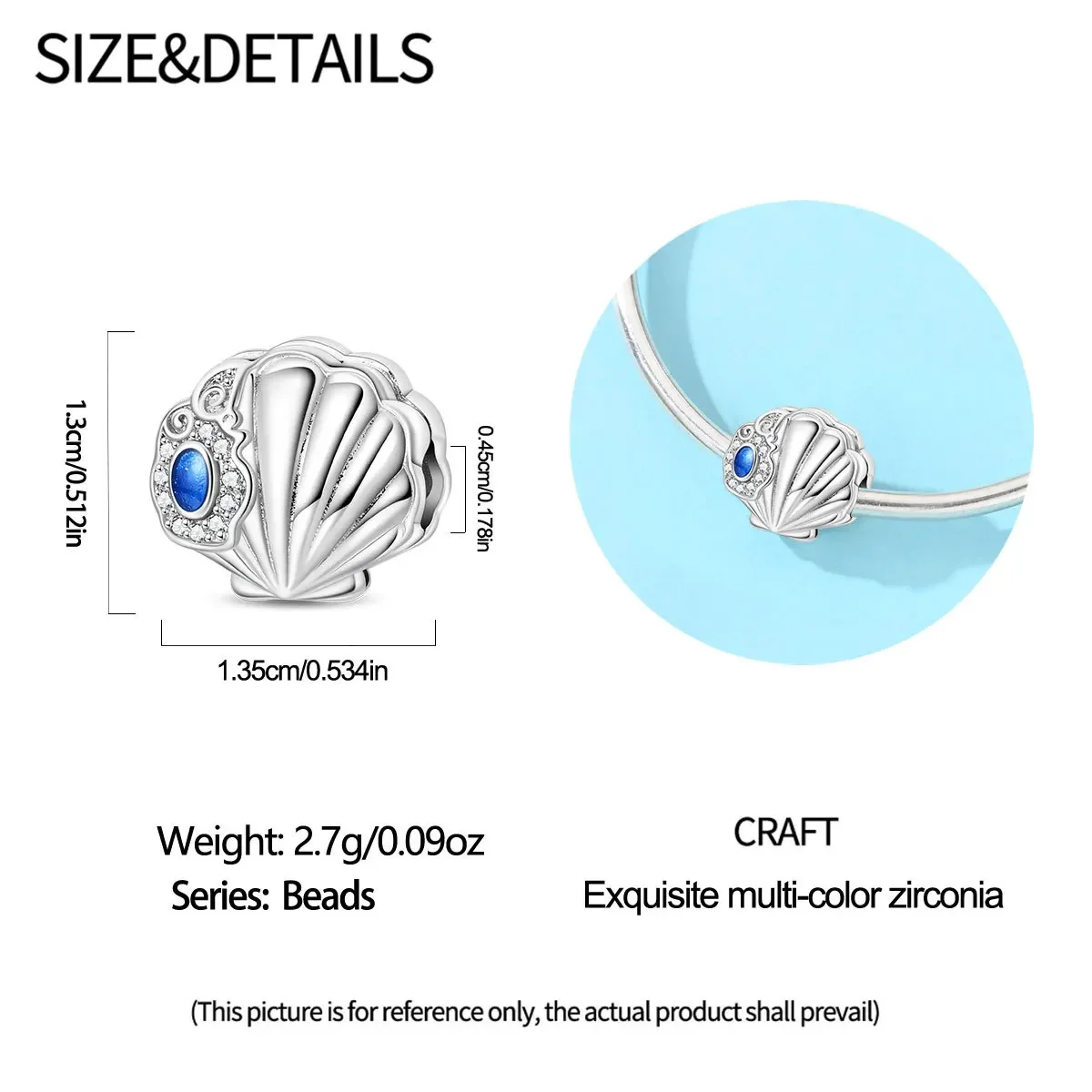 Factory Stock Cross-border Best-selling Copper-plated Silver Sea Shell Sea Turtle Pendant with Beads