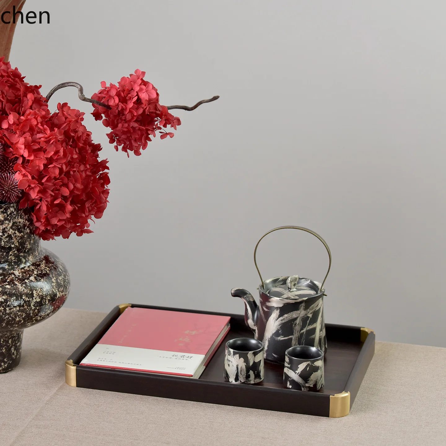 CZ medieval tea set tray combination ceramic art flower arrangement sales office hotel model room b&b use