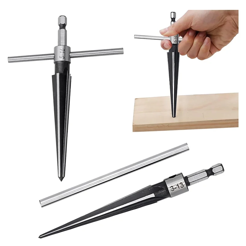 Escariador de orificios de pasador de puente F-T, juego de escariador cónico con mango T de 3-13Mm(1/8-1/2 pulgadas) y 5-16Mm(1/2-5/8 pulgadas), escariadores cónicos con mango de orificio de clavija