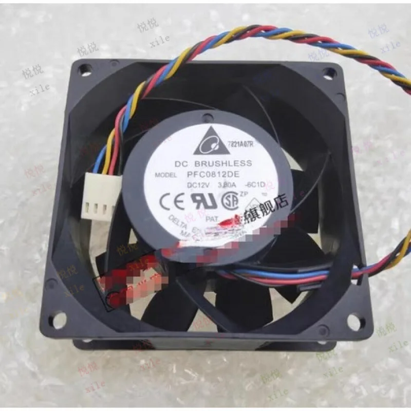 L   L  FOR  Delta PFC0812DE-6C1D 8038 12V 3.30A 4-Wire Ball Violent Server Fan