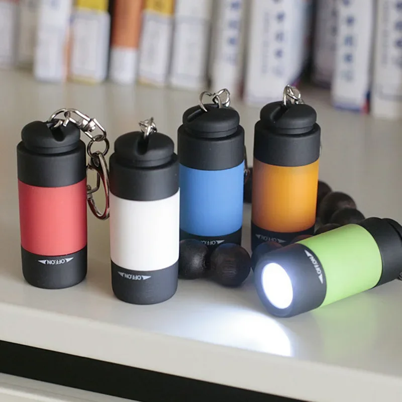 Mini lampe torche LED portable, aste par USB, lampes de poche porte-clés, étanche, extérieur, randonnée, camping, lanterne