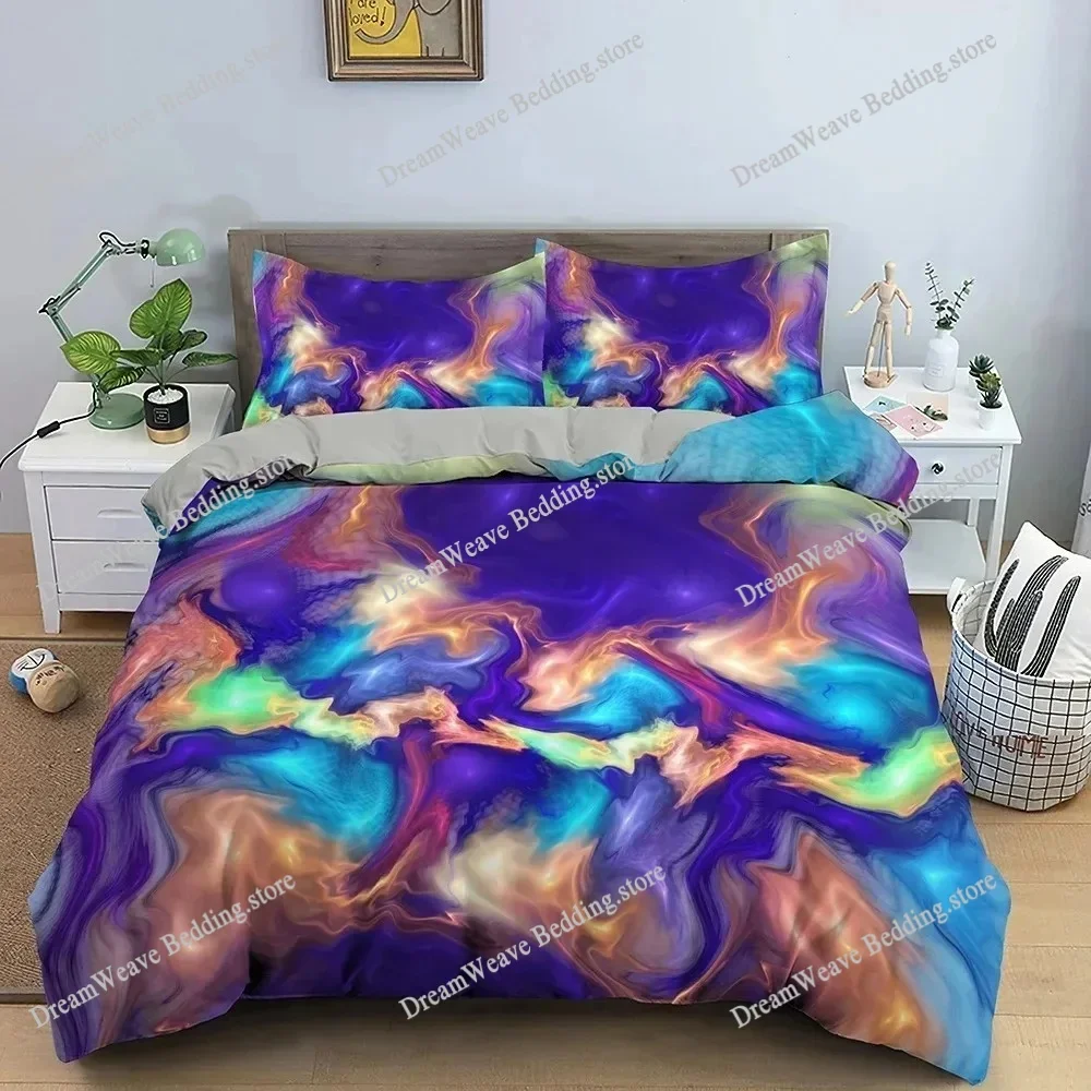 Abstract Duvet Cover Set King Microfiber Blue Psychedelic Bedding Set Queen Size Warped Space Theme Twin Comforter Cover592FQH