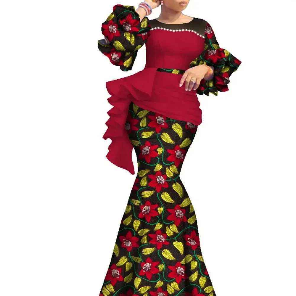 

Women's dress Nigerian Plus Size Traditional Ankara Ladies Elegant Robe Dashiki Female formal long dresses Women Bazin Riche