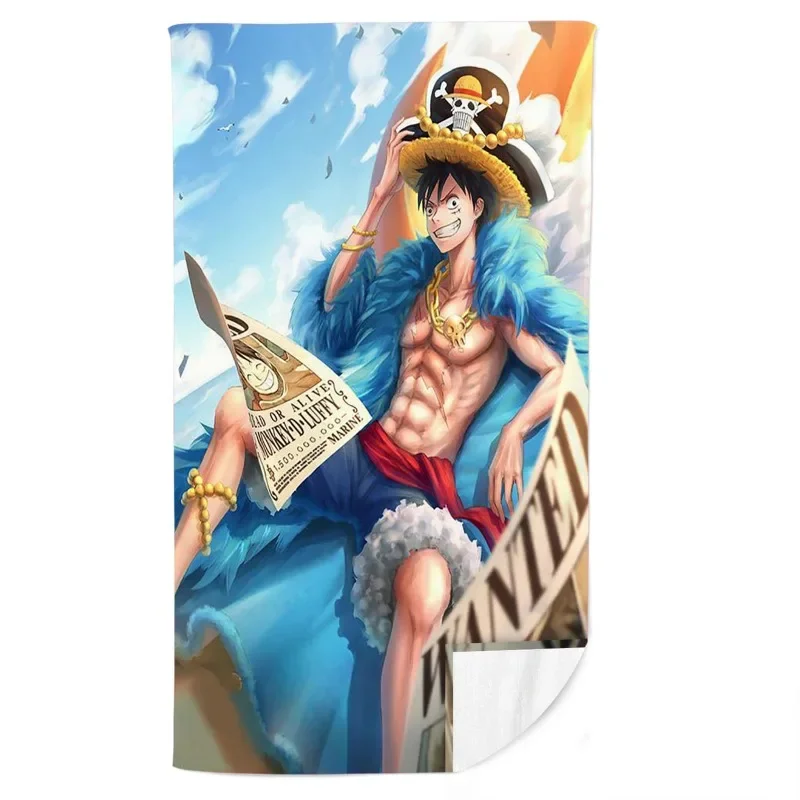 

In Stock Animation One Piece Luffy Fitness Running Sweat Practical Beach Towel Swimming Bath Towel Anime Model