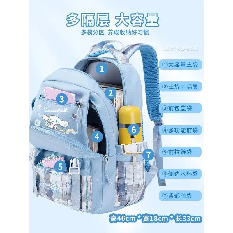 Sanrio Cinnamoroll Babycinnamoroll Cute Spine Protection Schoolbag Primary School Girls Larget Backpack Waterproof bag mochilas