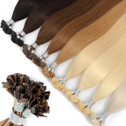 Düz ucu Keratin saç ekleme önceden bağlanmış düz ucu saç ekleme 50 Gram çift çizilmiş düz 16-30 inç hint Remy saç