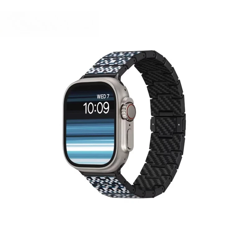 مناسبة لساعة Apple Watch iWatch 10 حزام مغناطيسي عائم من ألياف الكربون الأراميد لكبار السن من الرجال والنساء
