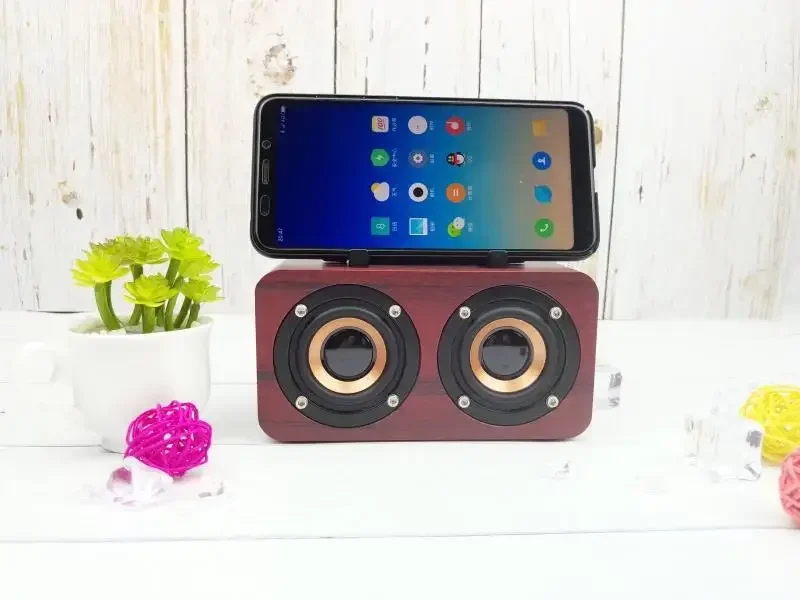 

Portable Outdoor Wooden Bluetooth Speaker Wireless Retro Sound Small Steel Cannon Gift Compact Music Box AE Stock