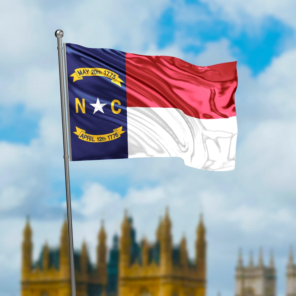 3x5 Ft North Carolina Flag Vivid Color and Fade proof a state of the United States Flags Polyester with Brass Grommets 3 X 5 Ft