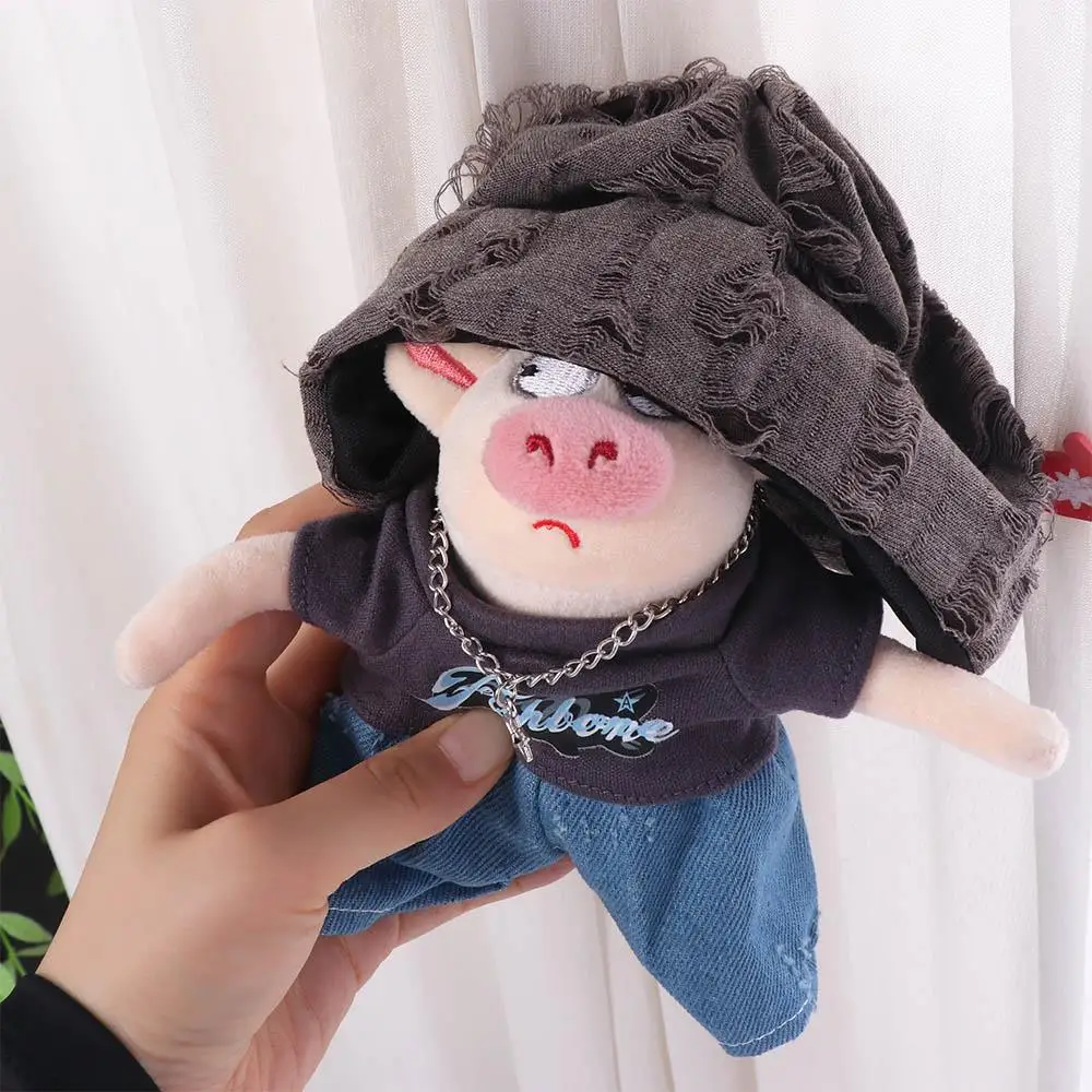 1 세트 모자 20cm 면 인형 옷 바지 티셔츠 면 인형 옷 미니 복장 봉제 인형 옷 어린이 선물