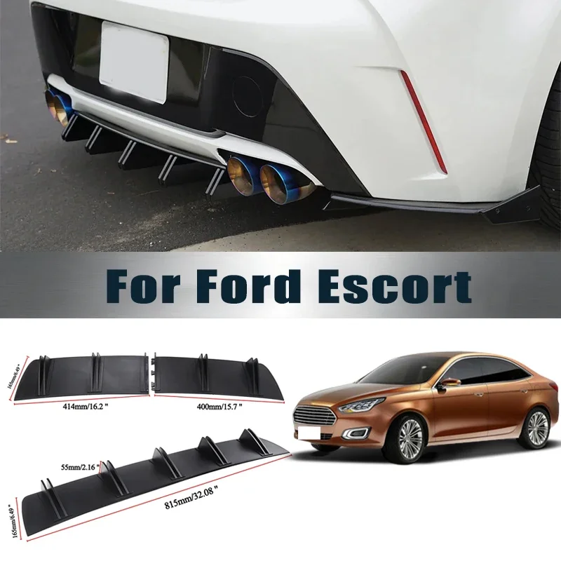 Rear Bumper Shark Fin Diffuser ABS Curved Aero Splitter Anti-Collision Chassis Protector For Ford Escort Car Styling